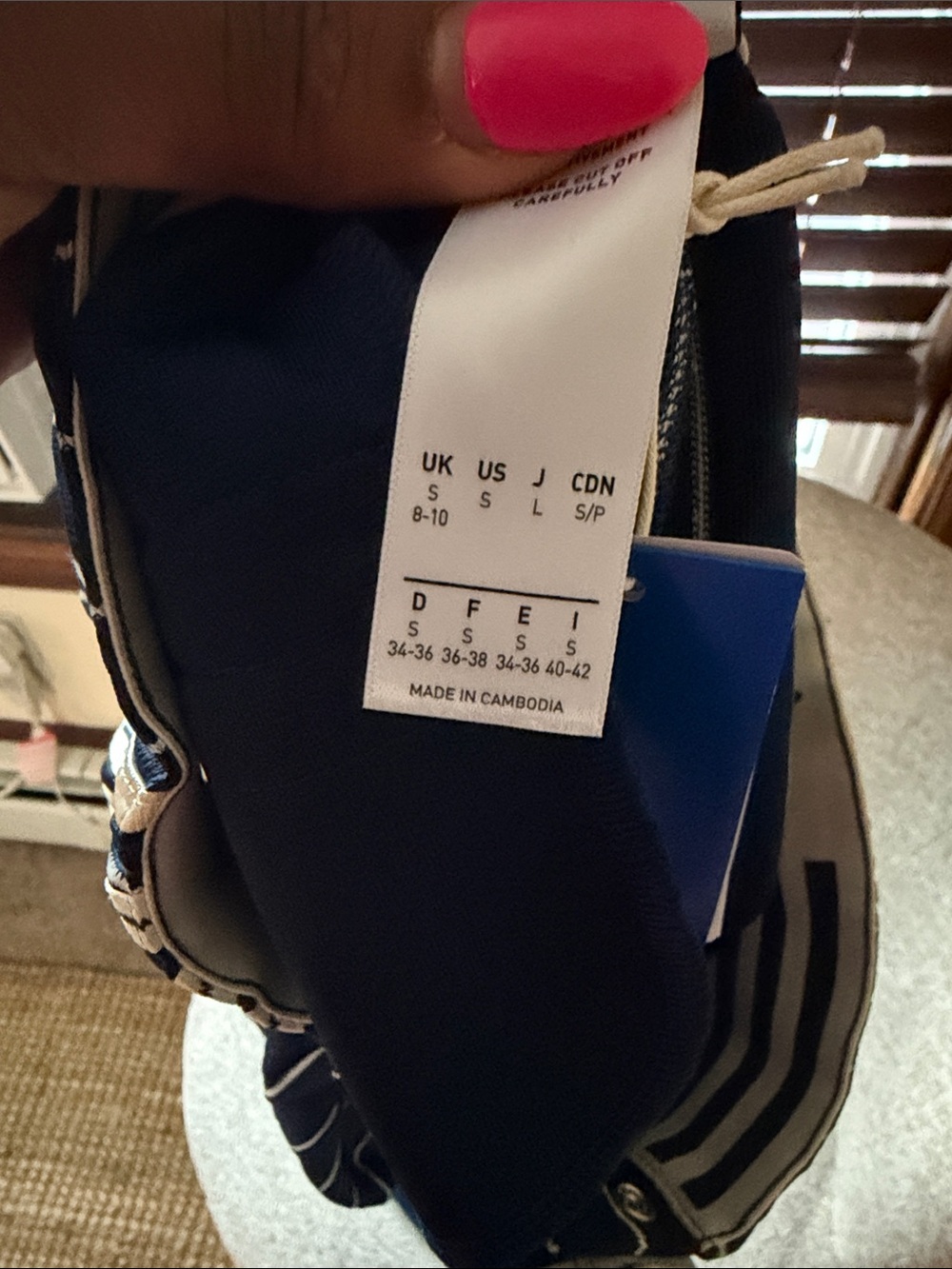 adidas Navy Pinstripe Athletic Shorts with Cream Trim - Picture 4 of 8